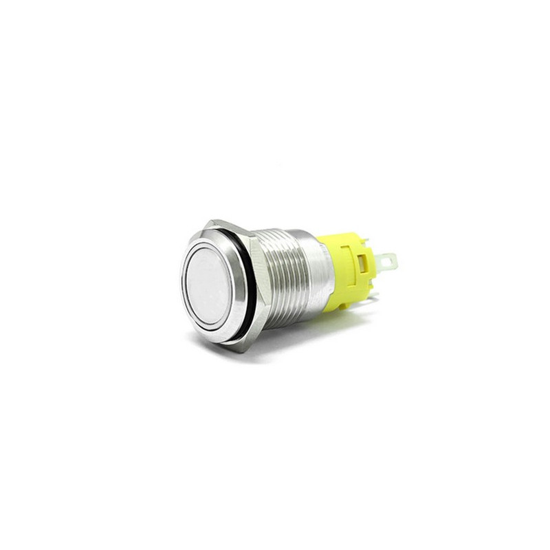 19mm Chrome Latching Push Button Switch - White LED