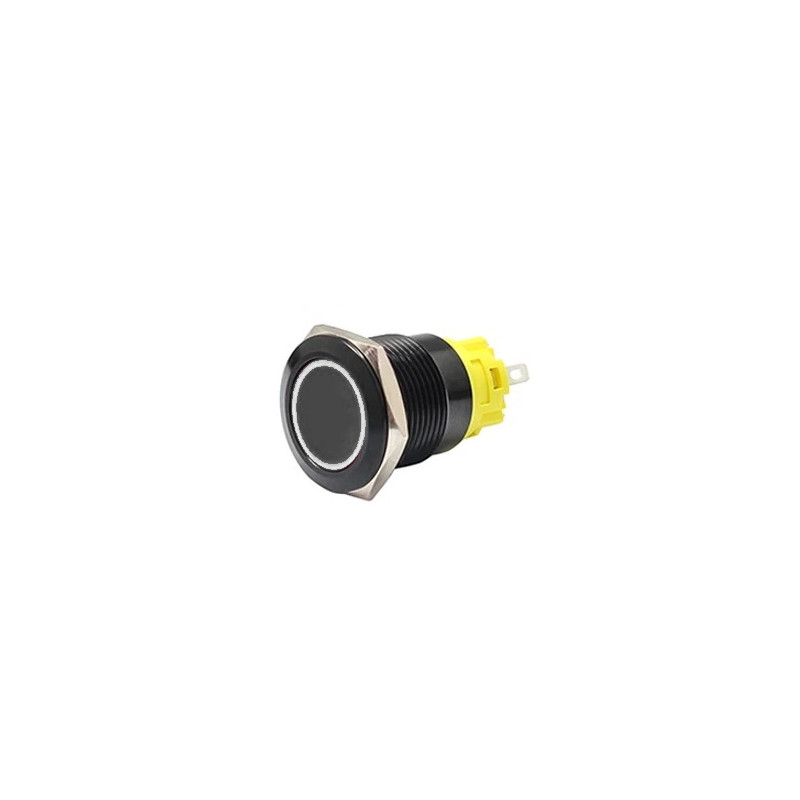 19mm Black Latching Push Button Switch - White LED