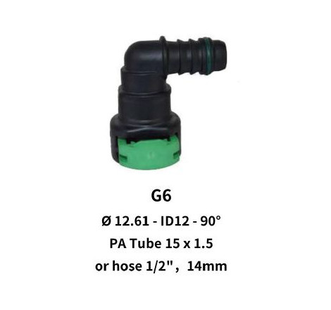 Quick Release 12.61 to 15mm 90 Degree Elbow for Nylon Hose