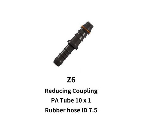 10mm Nylon Hose to 7.5mm Rubber Hose Reducing Coupling