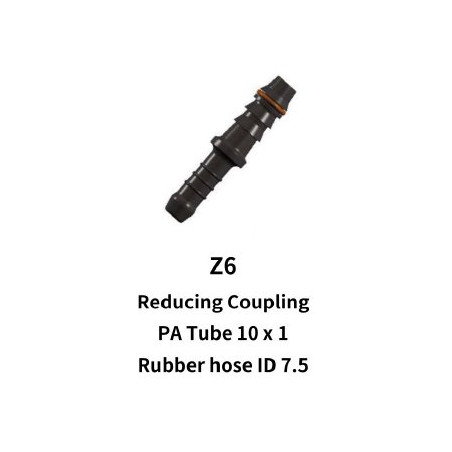 10mm Nylon Hose to 7.5mm Rubber Hose Reducing Coupling